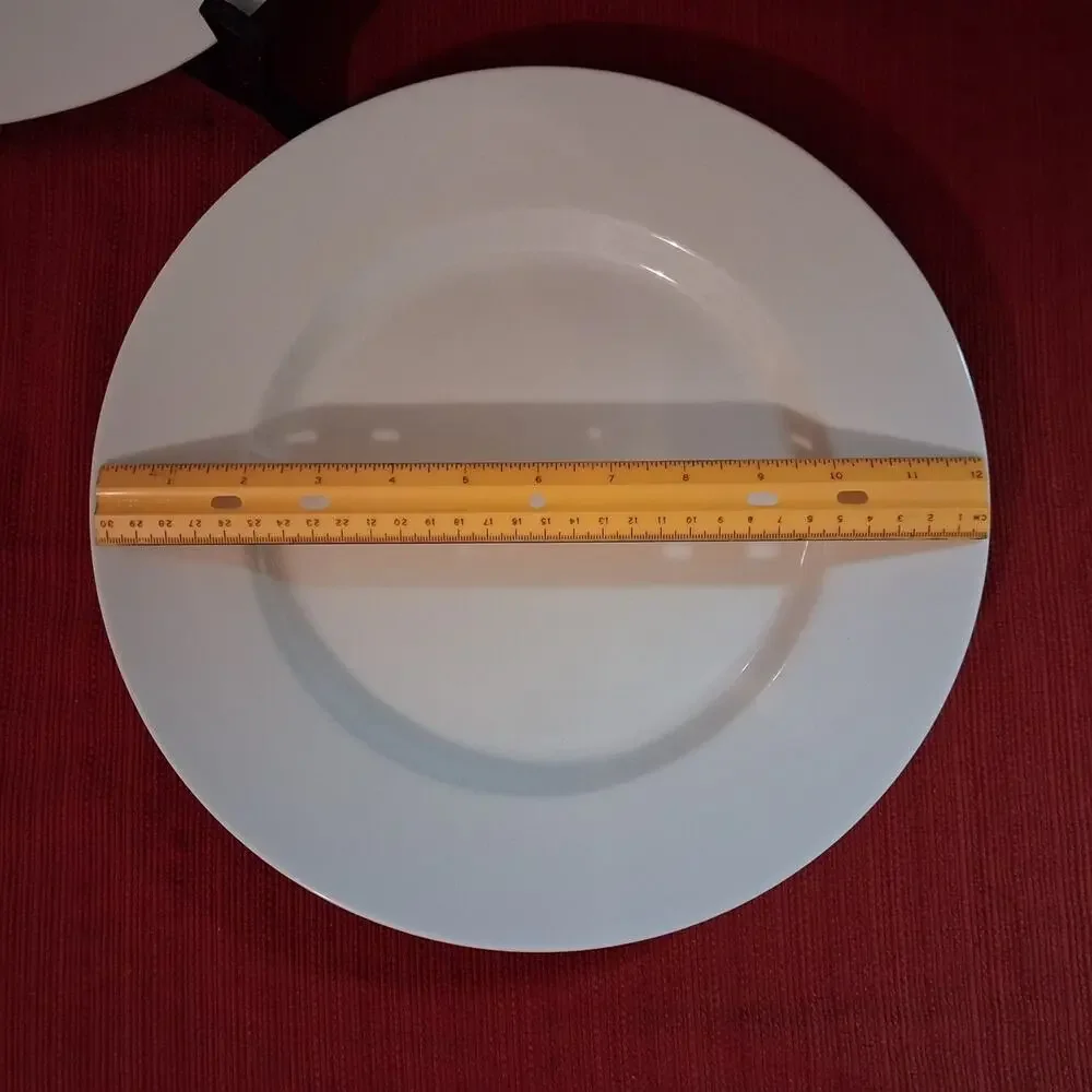 Pottery Barn Great White Porcelain 12” Rimmed Dinner Chop Plates (Lot of 2)
